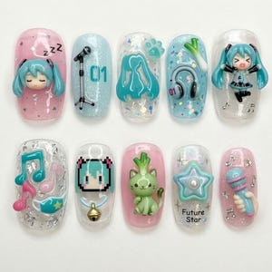 Miku Press on Nails - Etsy