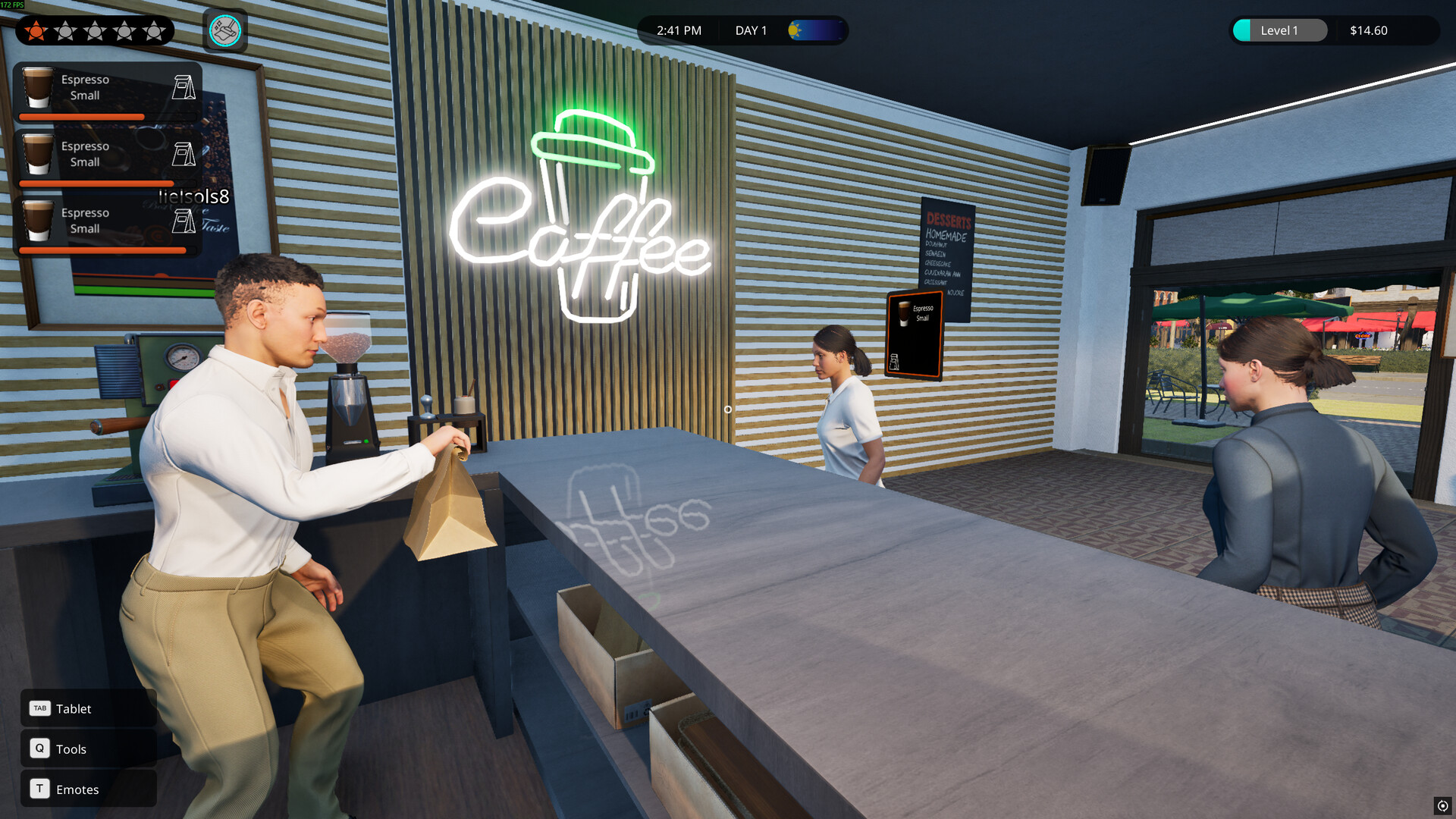 カフェ店員として働き人気店を目指すシミュレーションゲーム『Cafe Crew Simulator』が面白そう