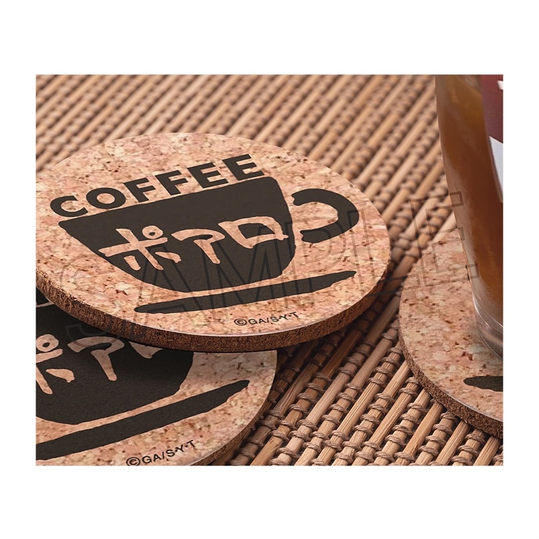 Cork coaster dengan logo apron