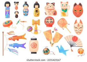 Japanese National Toys Fortune Toy Souvenirs Stock Vector (Royalty Free) 2231423167 | Shutterstock