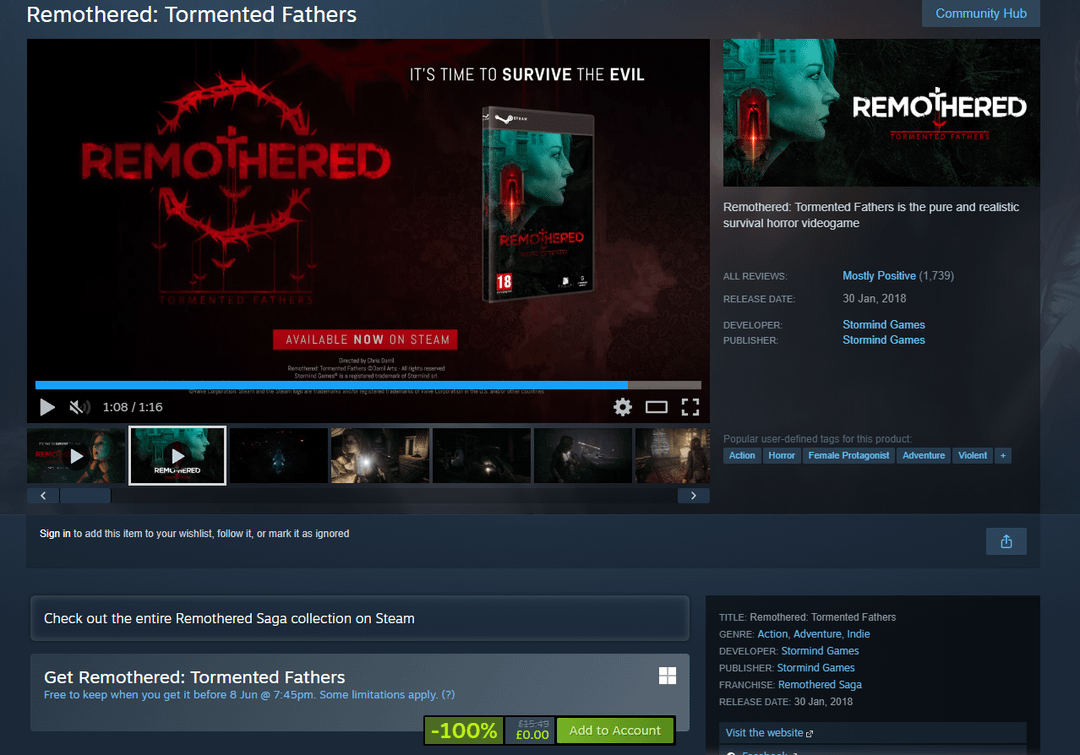 Remothered Tormented Fathers gratis di Steam