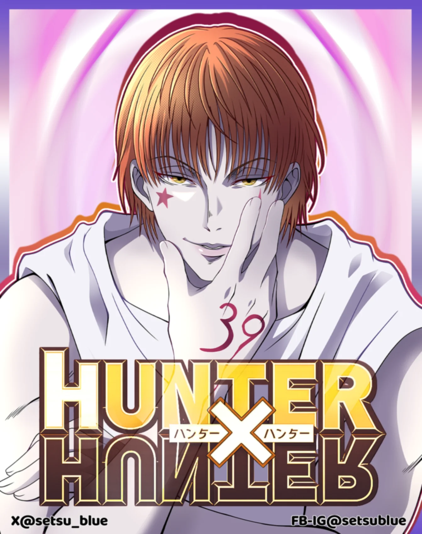 I drew Hisoka from the cover of Volume 39 : r/HunterXHunter