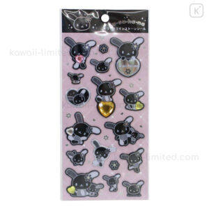 Japan Sanrio Puffy Sticker - Usahana : Monochrome Silver Foil Glitter Rhinestone | Kawaii Limited