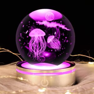 pinyan Jellyfish Gift 3D Crystal Ball with LED Light Base Unique Figurine Lamps Laser Engraved Nightlight for Kids Gifts Jellyfish Lovers Girlfriend Wife Mom Lovers Girls Boys Birthday Christmas - Amazon.com