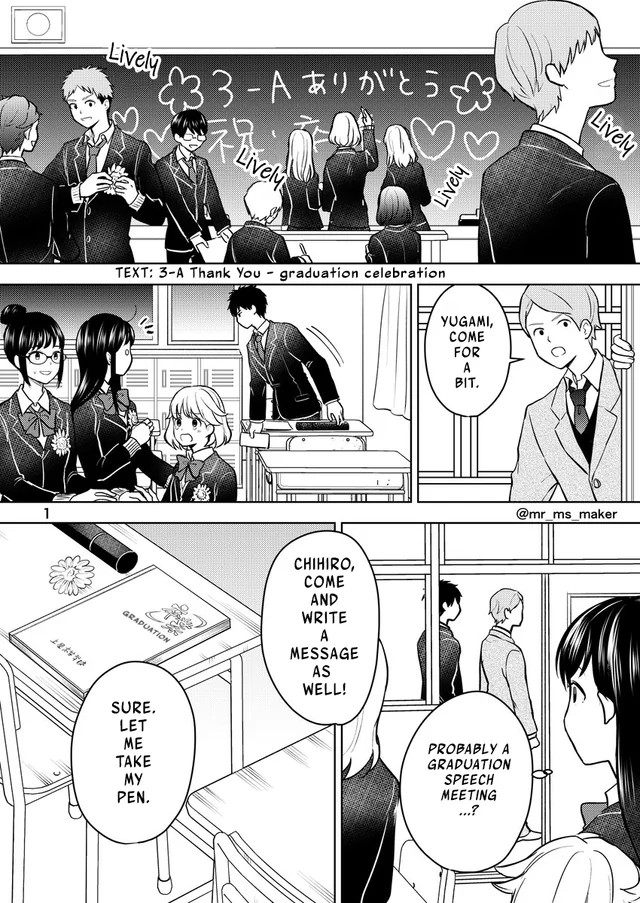 Chihiro on the day of the graduation ceremony and Yugami one year later [Translated] : r/Yugami