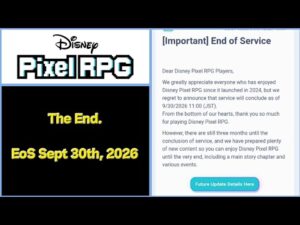 Disney Pixel RPG | The End. Disney Pixel RPG Announces EoS Sept 30th 2026 - YouTube