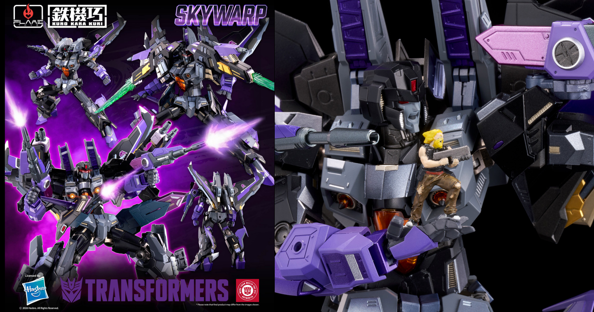 Flame Toys "Kuro Kara Kuri" Transformers Skywarp Die-Cast Action Figure Revealed, Includes Exclusive Rock 'n Roll Bonus Figure!