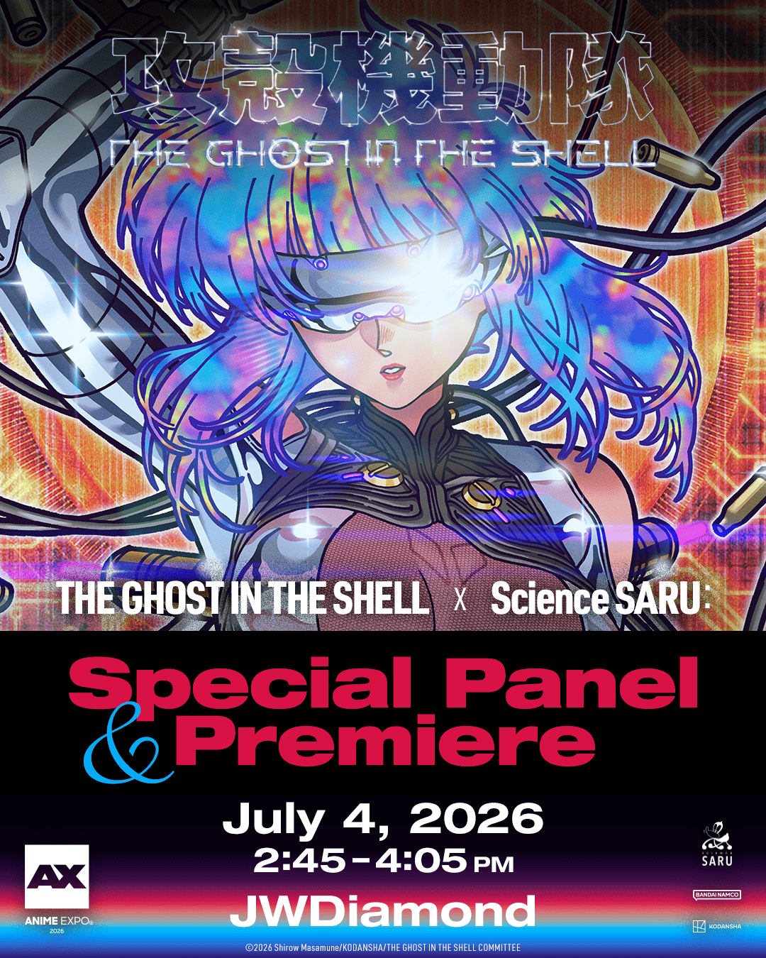 Anime Expo 2026 to host the series' exclusive U.S. premiere screening and an official panel featuring Director Mokochan and Executive Animation Director Shuhei Handa. | NEWS | THE GHOST IN THE SHELL