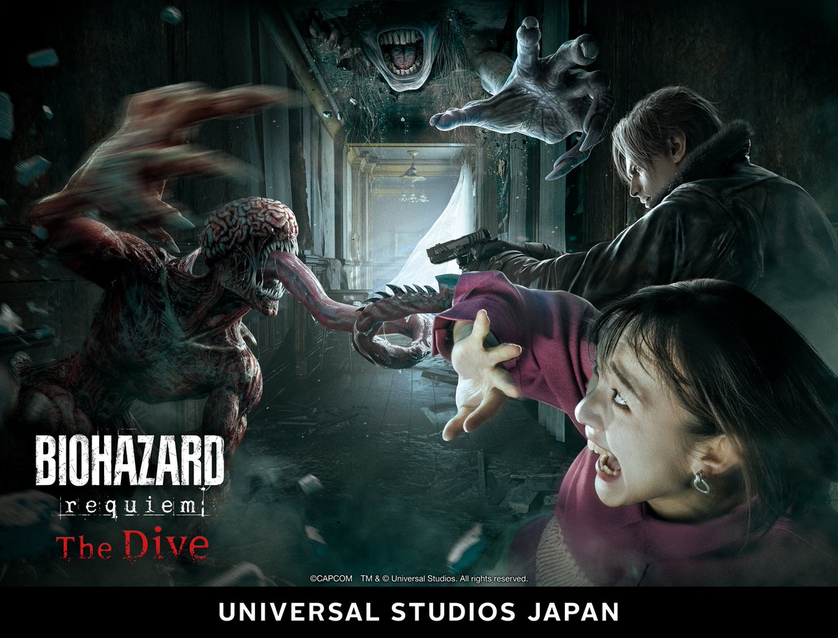 Resident Evil: Requiem "The Dive" attraction coming to Universal Studios Japan from Sep 11! The attraction will be a horror maze set in Wrenwood Hotel and Rhodes Hill Chronic Care Center with