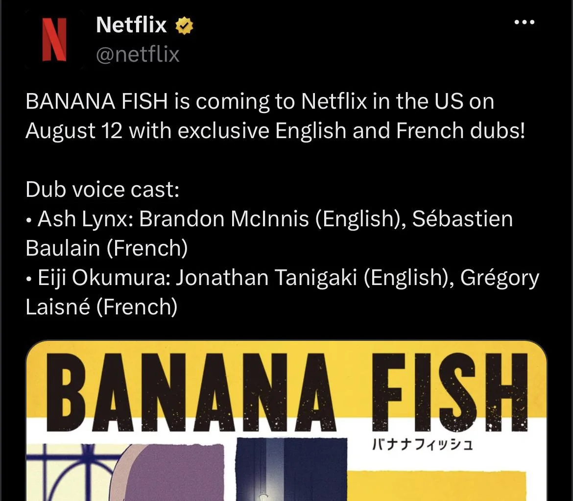 BANANA FISH is coming to Netflix in the US on August 12 with exclusive English and French dubs! : r/BananaFish