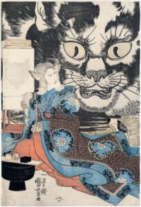 Kuniyoshi: Cat Witch, Cat Ghost and Dancing Cats Triptych (Sold) – Egenolf Gallery Japanese Prints