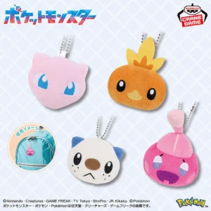 Pokemon Face Plush Toys with Ball Chains - Mew, Torchic, Oshawott and Tinkatink Complete Set of 4 Types