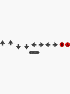 Up up down down left right left right B A Start Sticker