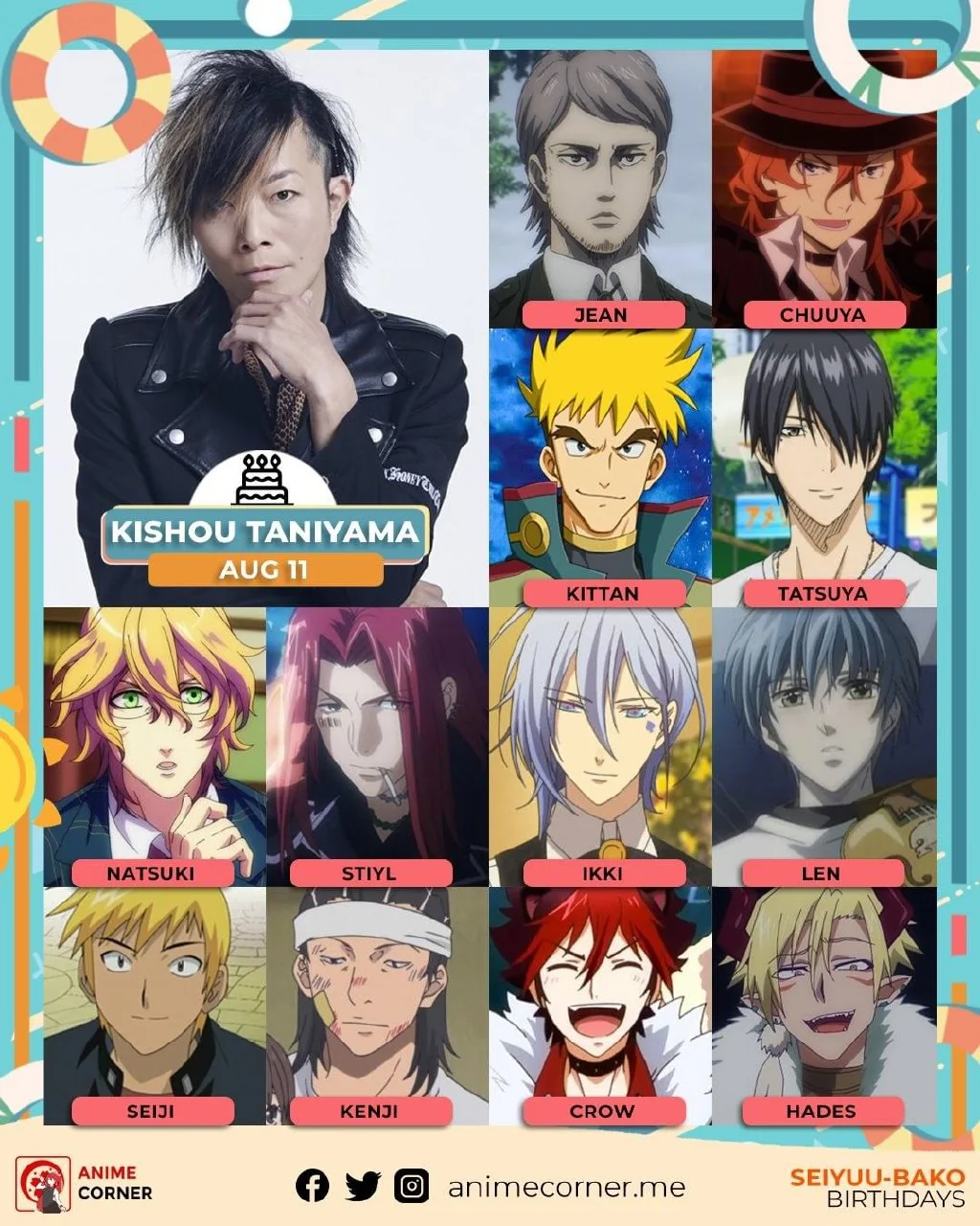 Happy 46th birthday to the seiyuu and the vocalist of GRANRODEO, Kishou Taniyama! 🥳🥳🥳 : r/seiyuu