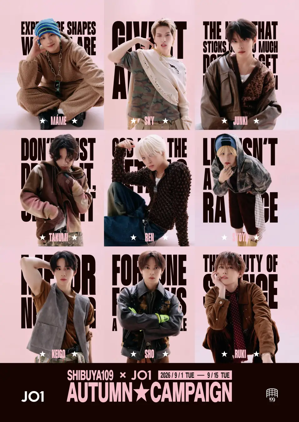 SHIBUYA109 × JO1 AUTUMN CAMPAIGN』 | 株式会社SHIBUYA109エンタテイメントのプレスリリース