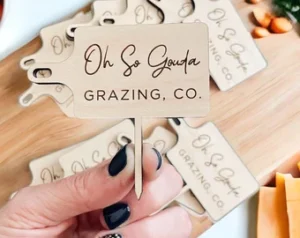 Cheese Name Tags (set of 5+) | Charcuterie Board Cheese Markers | Laser Engraved Clear Acrylic Name Tags for Cheese Platter - Etsy