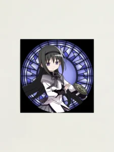 Homura Akemi Stained Glass from the anime Madoka Magica" Photographic Print for Sale by EryaMoon | Redbubble