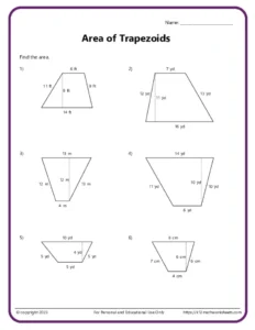 Area and Perimeter of Trapezoids - K12 Math Worksheets