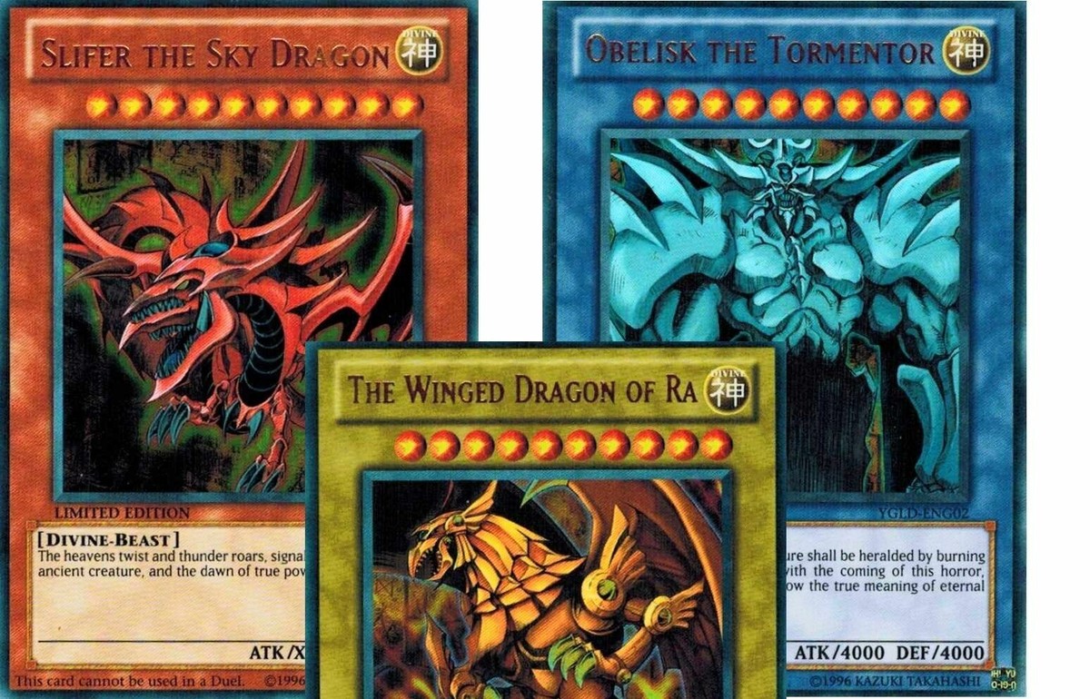 Yugioh OBELISK SLIFER RA EGYPTIAN GODS YGLD 3 CARD SET ULTRA RA + *Hot* + Bonus!