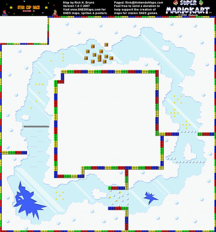 Super Mario Kart - Vanilla Lake 1 Map - SNES Super Nintendo