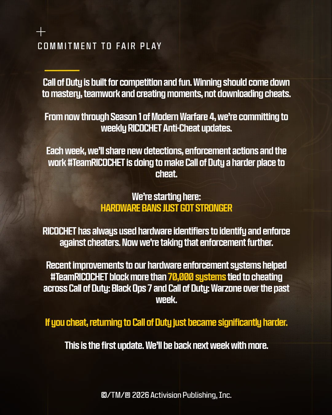 Call of Duty on X: "An update from TeamRICOCHET:" / X