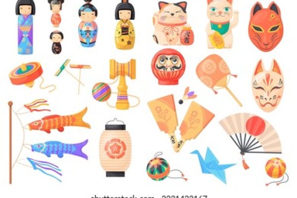 Japanese National Toys Fortune Toy Souvenirs Stock Vector (Royalty Free) 2231423167 | Shutterstock
