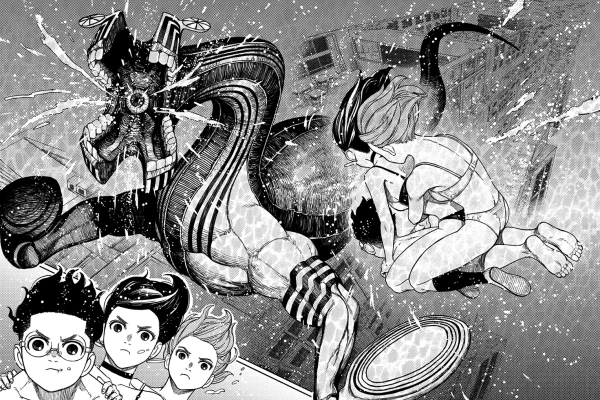 Momo Ayase, Okarun and Aira Shiratori vs. Serpo Dover Demon Nessie | Dandadan Wiki | Fandom