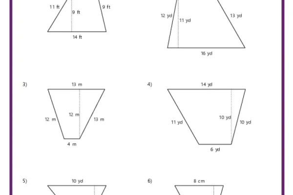 Area and Perimeter of Trapezoids - K12 Math Worksheets