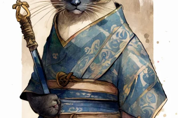 Samurai Siamese Cats Watercolor PNG: 5 Feline Images (Digital Download)