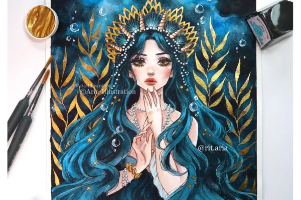 The mermaid empress Art print (Embellishment option available) — Aria- Illustration
