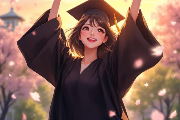 Download Triumphant Scholar Sunset Image - Graduate, Anime, Celebration | StockCake