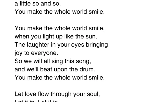 You make the whole world smile lyrics | PAGES