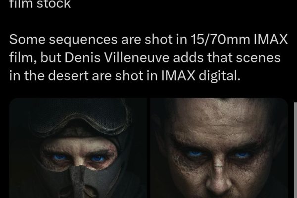Dune: Part Three' is primarily shot on 65mm film stock. Some sequences are shot in 15/70mm IMAX film, but Denis Villeneuve adds that scenes in the desert are shot in IMAX digital. :